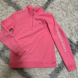 Vineyard Vines pink fleece quarter zip sweatshirt